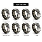 font options for inside engraving on gunmetal & grey citrus wedge rings