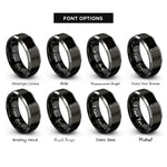 font options for inside engraving on black & grey citrus zester rings