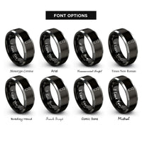 font options for inside engraving on black & grey citrus zester rings