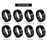 font options for inside engraving on black citrus zester rings