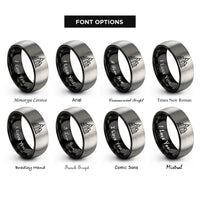 font options for inside engraving on black & grey city skyline rings