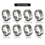 font options for inside engraving on silver city skyline car rings