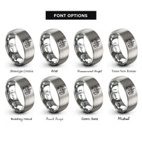 font options for inside engraving on silver city skyline car rings