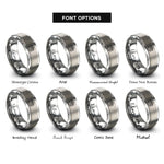 font options for inside engraving on gray city skyline car rings