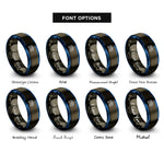font options for inside engraving on gunmetal & blue city skyline car rings