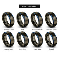 font options for inside engraving on gunmetal & blue city skyline car rings