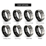 font options for inside engraving on black & grey claddagh rings