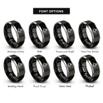 font options for inside engraving on black & silver claddagh heart rings