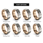 font options for inside engraving on rose gold & gray claddagh heart rings