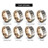 font options for inside engraving on rose gold & gray claddagh rings