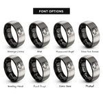 font options for inside engraving on black & silver claddagh symbol rings