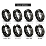 font options for inside engraving on black & silver claddagh symbol rings