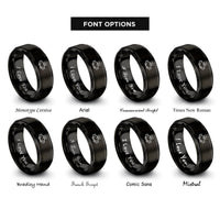 font options for inside engraving on black claddagh symbol rings