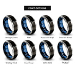 font options for inside engraving on black & blue & gray claireurs lighthouse rings