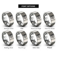 font options for inside engraving on grey clam shell rings