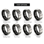 font options for inside engraving on black & silver clamshell bucket rings
