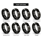 font options for inside engraving on black & gray clamshell bucket rings