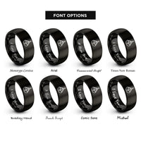 font options for inside engraving on black clamshell bucket rings