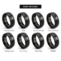 font options for inside engraving on black clapperboard rings