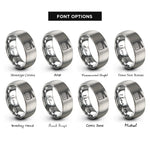 font options for inside engraving on silver clapperboard rings