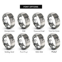 font options for inside engraving on grey clapperboard rings
