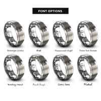 font options for inside engraving on gray clapperboard rings