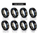 font options for inside engraving on gunmetal & blue clapperboard rings