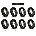 font options for inside engraving on black & grey clarinet rings