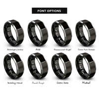 font options for inside engraving on black & grey clarinet rings
