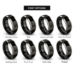 font options for inside engraving on black & silver clarinet rings