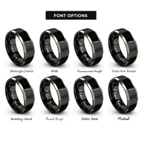 font options for inside engraving on black & silver clarinet rings