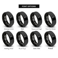 font options for inside engraving on black clarinet rings