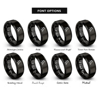 font options for inside engraving on black clarinet jazz fedora rings