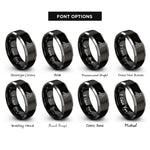 font options for inside engraving on black & gray clarinetist playing rings