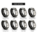font options for inside engraving on black & grey clarinetist playing rings