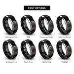 font options for inside engraving on black & silver clarinets clef rings