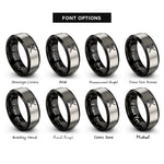 font options for inside engraving on black & grey clarinets clef rings