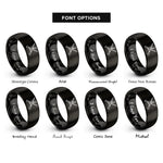 font options for inside engraving on black clarinets clef rings