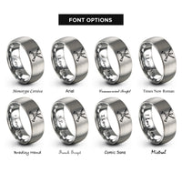 font options for inside engraving on grey clarinets clef rings