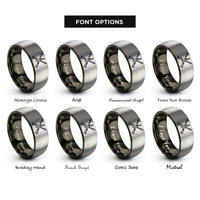 font options for inside engraving on gunmetal & grey clarinets clef rings