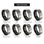 font options for inside engraving on black & silver class iii rings