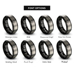 font options for inside engraving on black & silver class iii rings