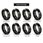 font options for inside engraving on black & grey classic flame job rings