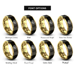 font options for inside engraving on black & gold classic heart infinity rings