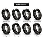 font options for inside engraving on black & silver classic honeycomb rings