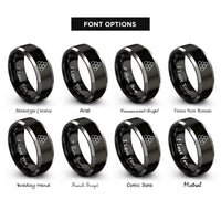 font options for inside engraving on black & silver classic honeycomb rings