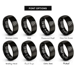 font options for inside engraving on black classic honeycomb rings