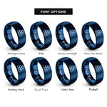 font options for inside engraving on blue classic honeycomb rings
