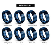 font options for inside engraving on blue classic honeycomb rings