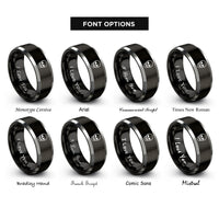 font options for inside engraving on black & gray classic human skull rings
